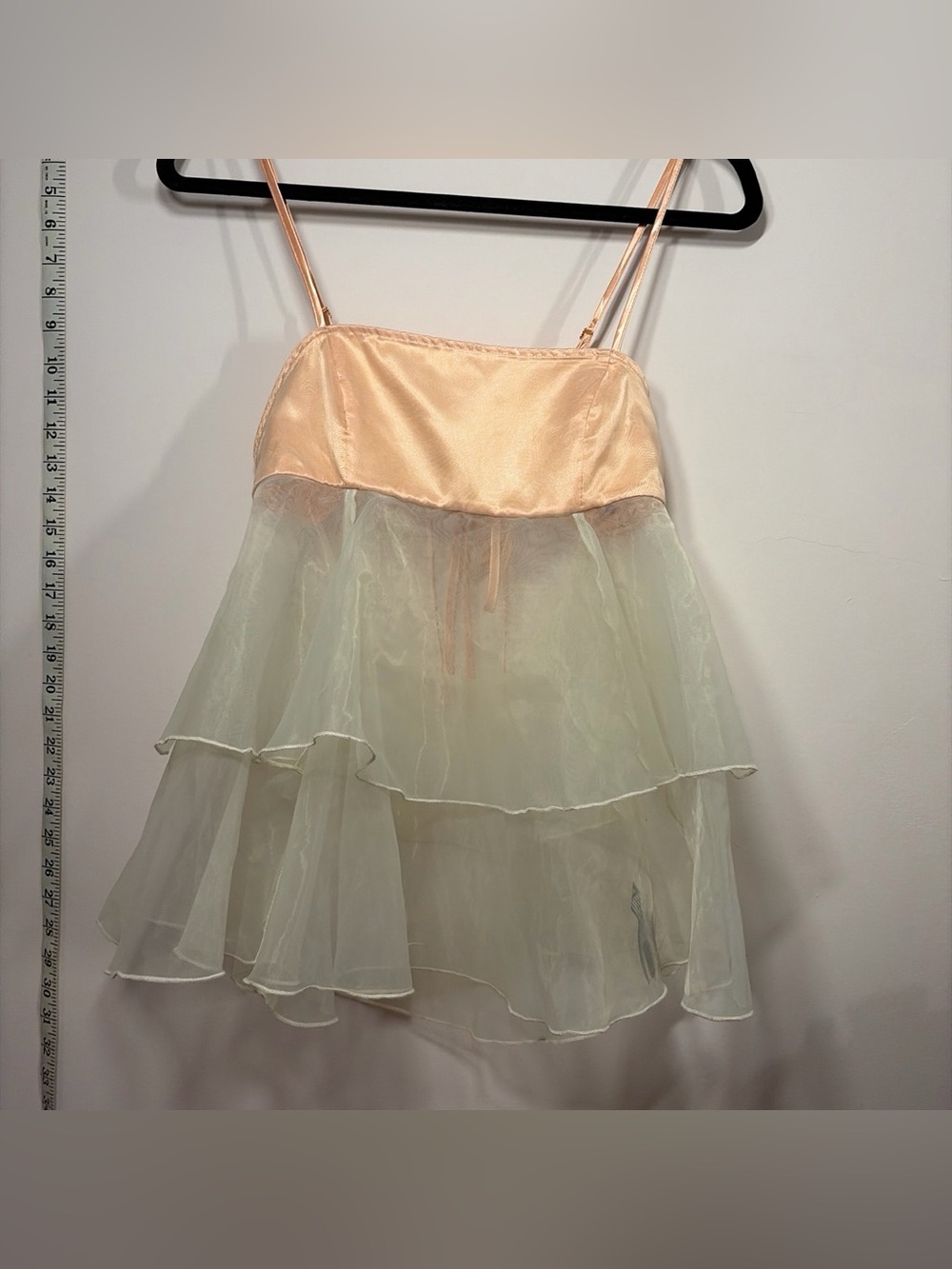 Fairycore Peach Satin Babydoll Top